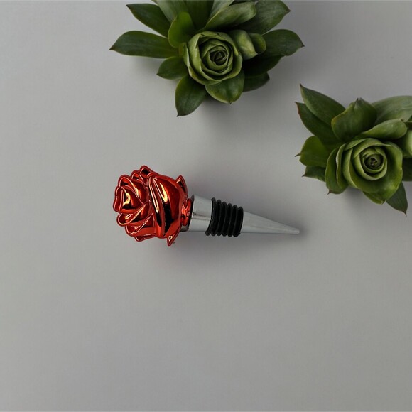 Romantic Red Rose-shaped Wine Bottle Stopper - Wine Lovers Gift - Picture 3 of 6